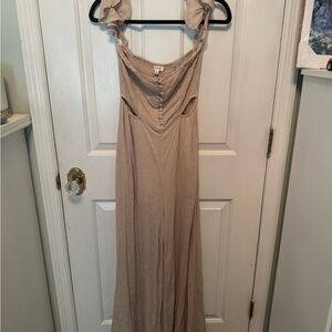 Chic Beige jumpsuit with Button Detail